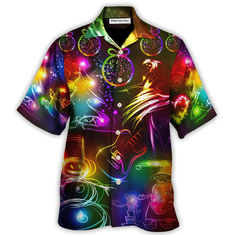 Hawaiian Shirt / Adults / S Christmas Dancing Santa Claus Tree Snowman Neon Light Style - Hawaiian Shirt - Reefox