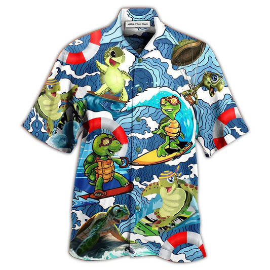 Hawaiian Shirt / Adults / S Turtle Surf Happy Style - Hawaiian Shirt - Reefox