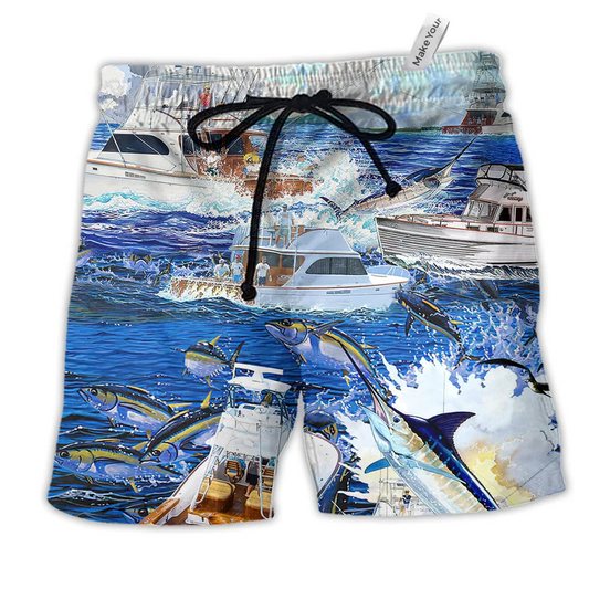 Beach Short / Adults / S Fishing Is My Game Papa Is My Name - Beach Short Reefox - Owls Matrix LTD