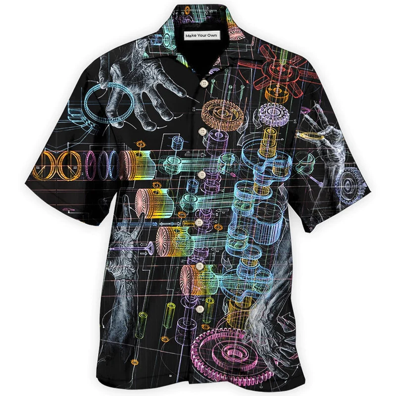 Hawaiian Shirt / Adults / S Mechanic Fantastic Neon Style - Hawaiian Shirt - Reefox