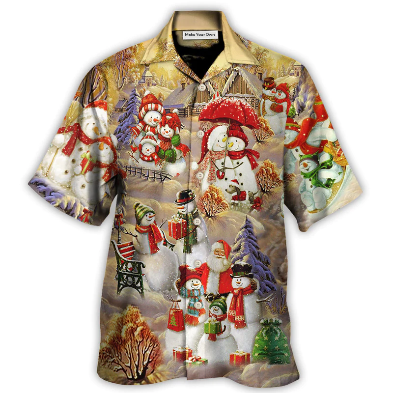Hawaiian Shirt / Adults / S Christmas Snowman Couple Love Xmas Cool - Hawaiian Shirt - Reefox