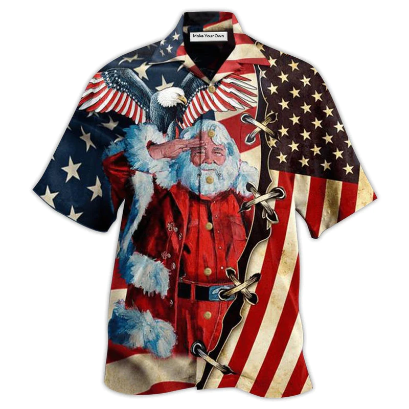 Hawaiian Shirt / Adults / S Christmas Patriot Panta Clause - Hawaiian Shirt - Reefox