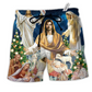 Beach Short / Adults / S Jesus Christmas Miracle Night - Beach Short Reefox - Owls Matrix LTD