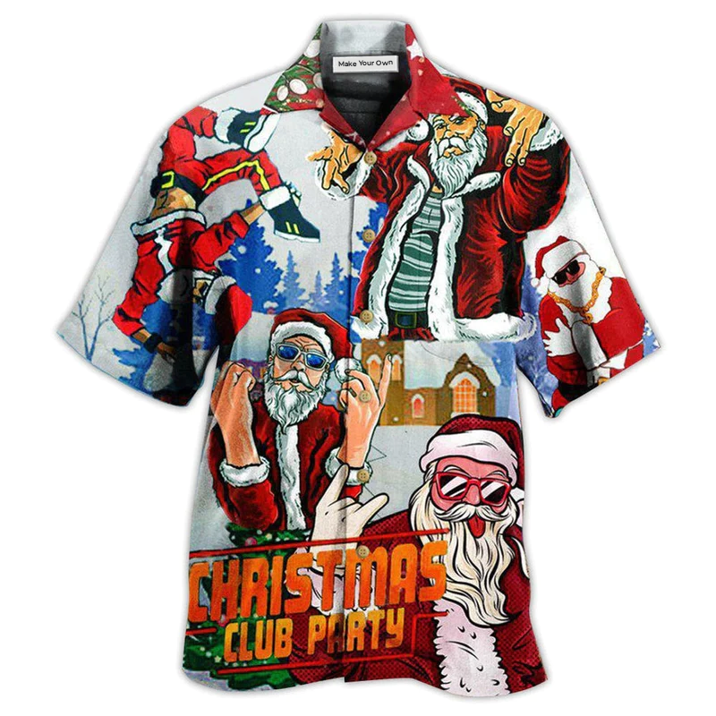 Hawaiian Shirt / Adults / S Christmas Christmas Club Party Santa Dances Like A Star - Hawaiian Shirt - Reefox