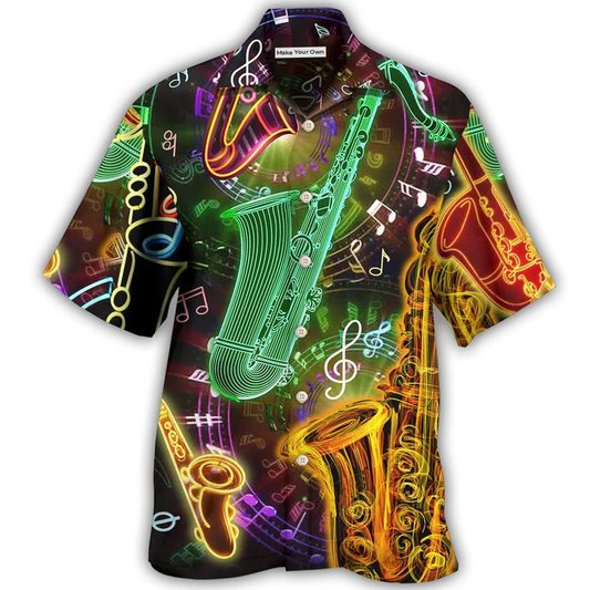Hawaiian Shirt / Adults / S Saxophone Music Love Life Hobby Style - Hawaiian Shirt - Reefox