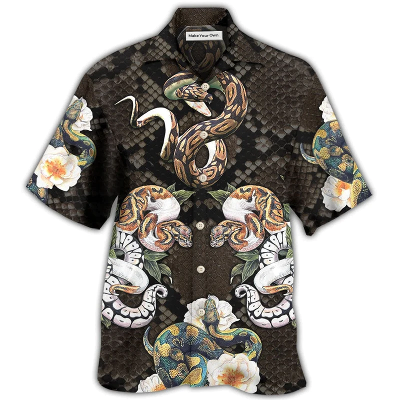 Hawaiian Shirt / Adults / S Snake Ball Python Flower Tropical - Hawaiian Shirt - Reefox