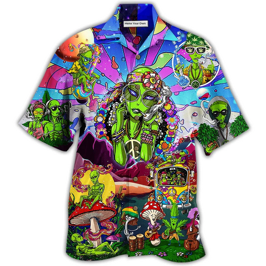Hawaiian Shirt / Adults / S Hippie Alien Peace Life Color - Hawaiian Shirt - Reefox