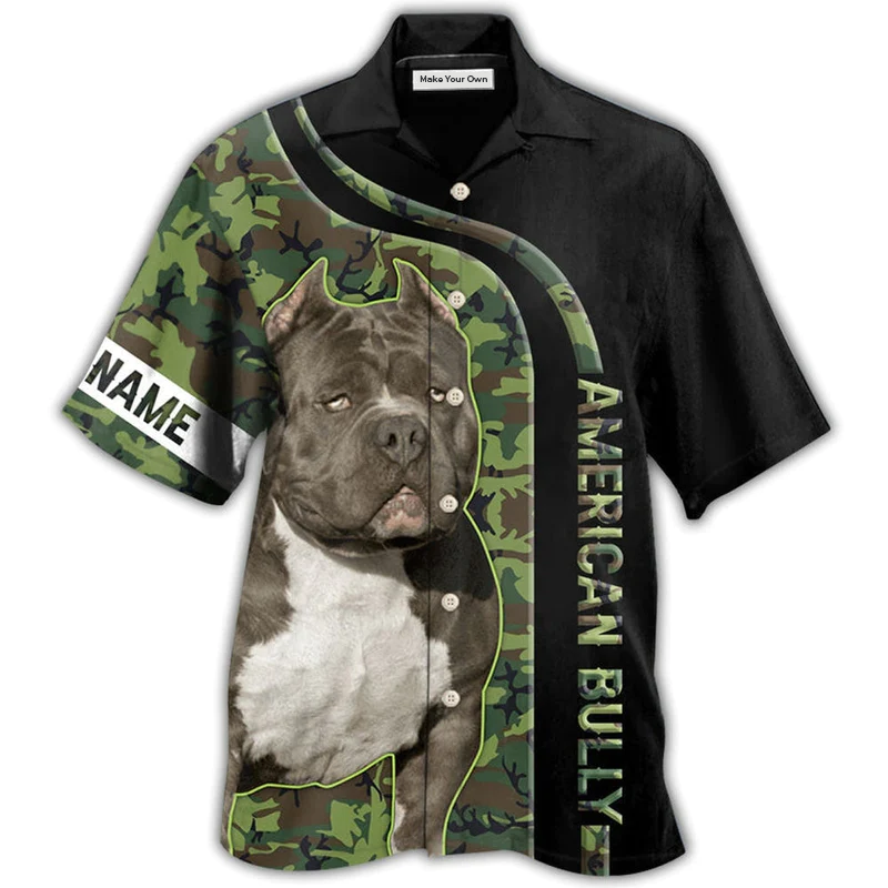 Hawaiian Shirt / Adults / S American Bully Camo Personalized - Hawaiian Shirt - Reefox