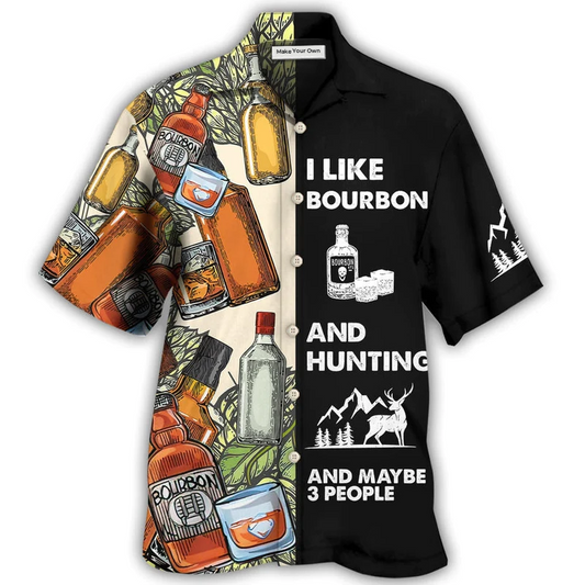 Hawaiian Shirt / Adults / S Wine Hunting I Like Bourbon - Hawaiian Shirt - Reefox