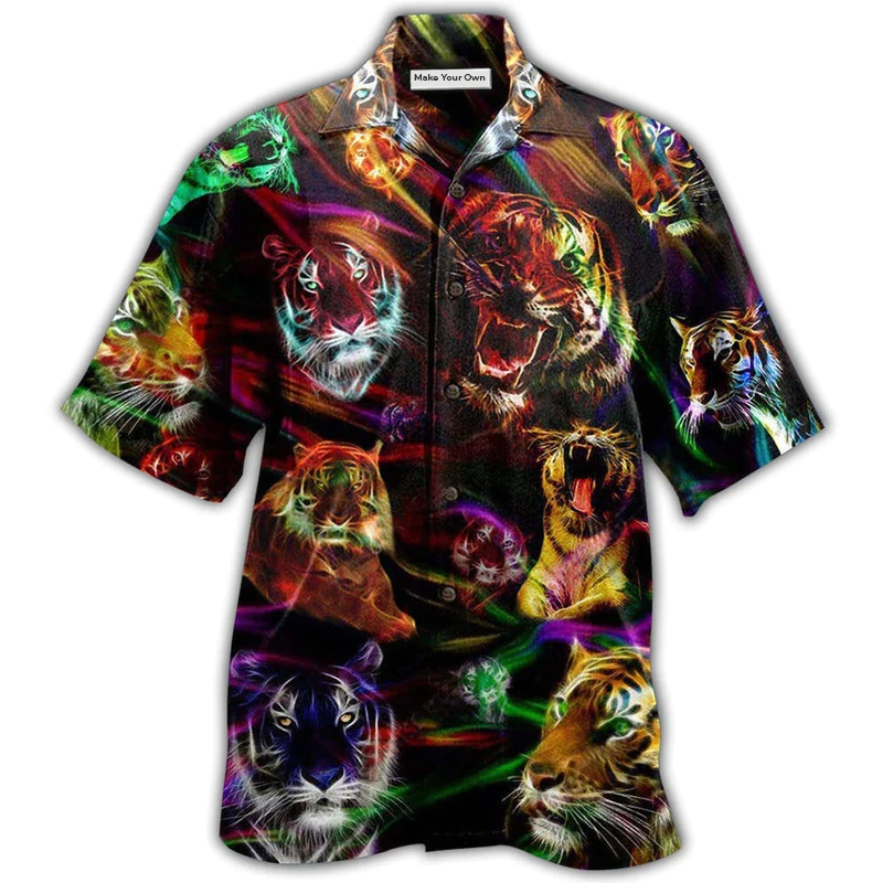 Hawaiian Shirt / Adults / S Tiger Animals Amazing Tiger Neon - Hawaiian Shirt - Reefox