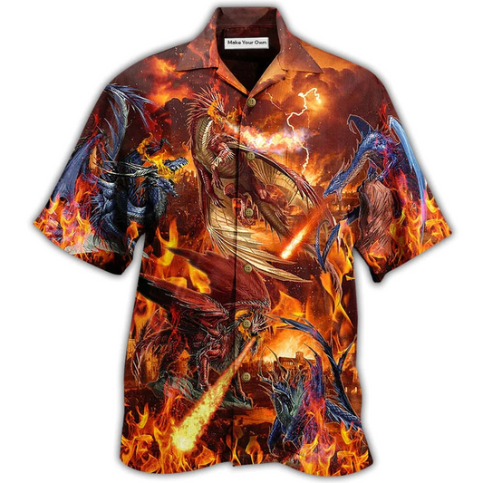 Hawaiian Shirt / Adults / S Dragon Fire Combat Amazing - Hawaiian Shirt - Reefox