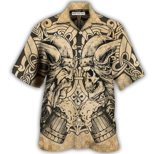 Hawaiian Shirt / Adults / S Viking Old Man With Skull Vintage - Hawaiian Shirt - Reefox