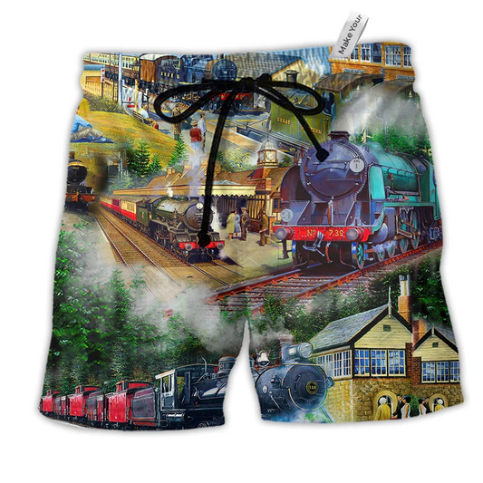 Beach Short / Adults / S Train Life Is The Train Not The Station In The Village - Beach Short Reefox - Owls Matrix LTD