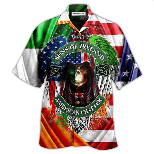 Hawaiian Shirt / Adults / S Irish Son Of Ireland American Chapter Saint Patricks Day - Hawaiian Shirt - Reefox