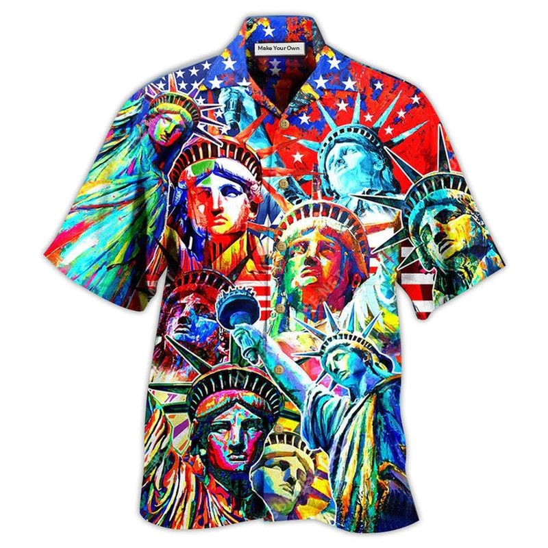 Hawaiian Shirt / Adults / S America Colorful Statue Of Liberty - Hawaiian Shirt - Reefox