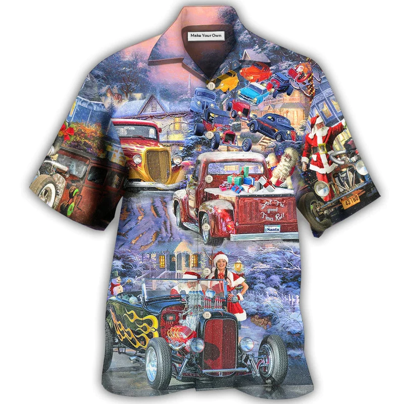 Hawaiian Shirt / Adults / S Hot Rod Merry Christmas Snow - Hawaiian Shirt - Reefox