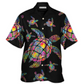 Hawaiian Shirt / Adults / S Hippie Turtle Love Ocean Black Style - Hawaiian Shirt - Reefox