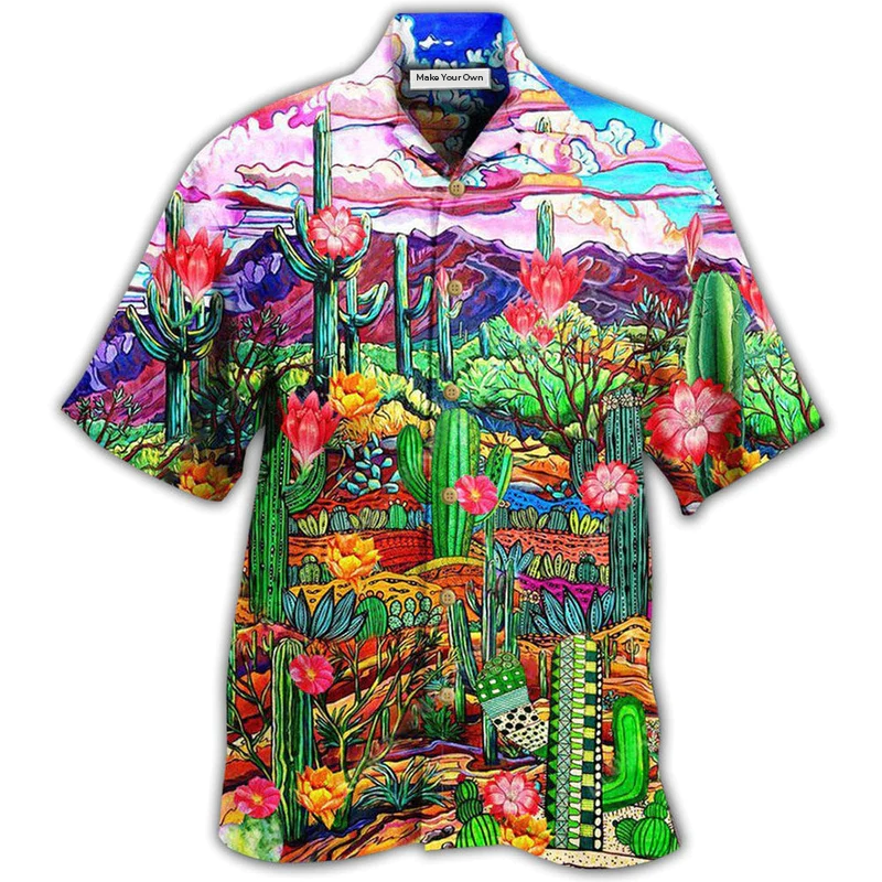 Hawaiian Shirt / Adults / S Cactus Flower On The Field Sky - Hawaiian Shirt - Reefox