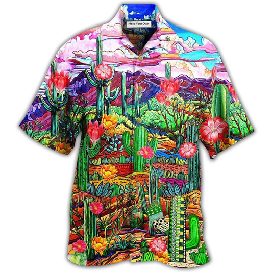 Hawaiian Shirt / Adults / S Cactus Flower On The Field Sky - Hawaiian Shirt - Reefox