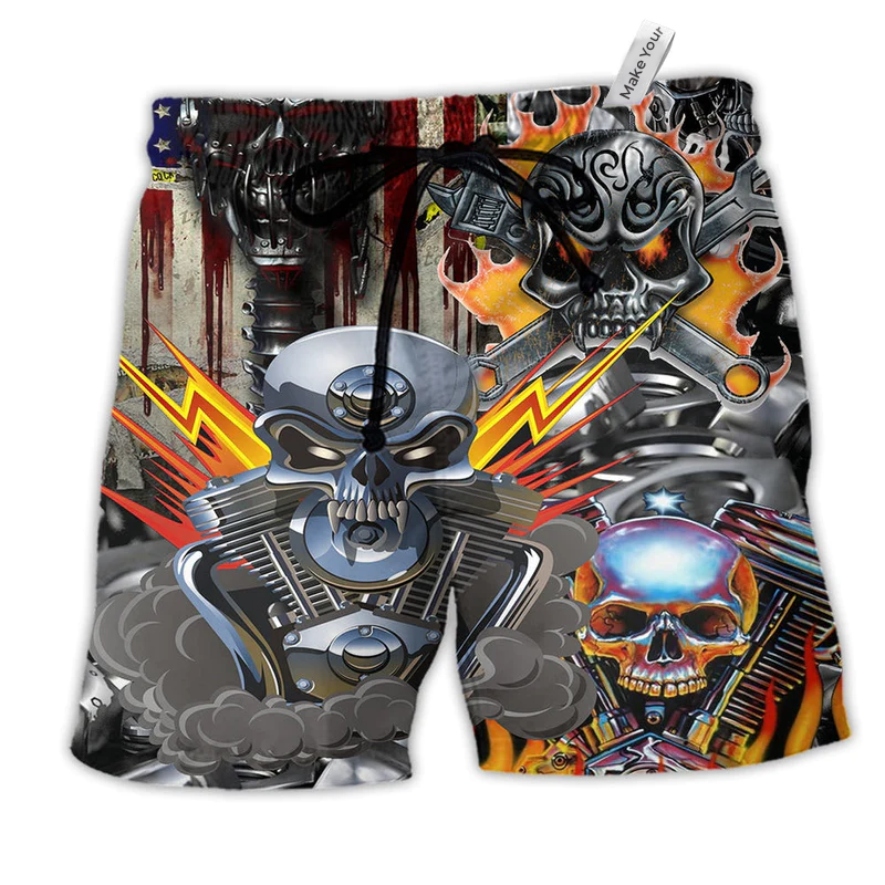 Beach Short / Adults / S Skull Don't Fix Me Skull With Fire - Beach Short Reefox - Owls Matrix LTD