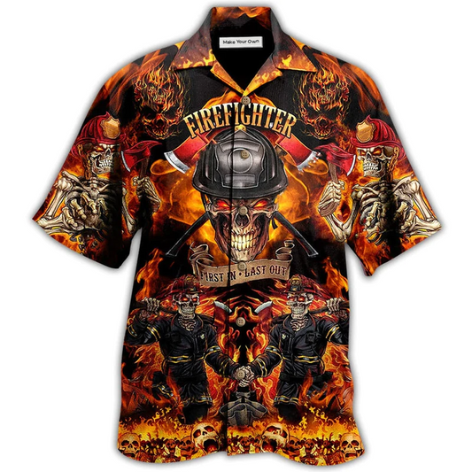 Hawaiian Shirt / Adults / S Firefighter On Fire Love Life - Hawaiian Shirt - Reefox
