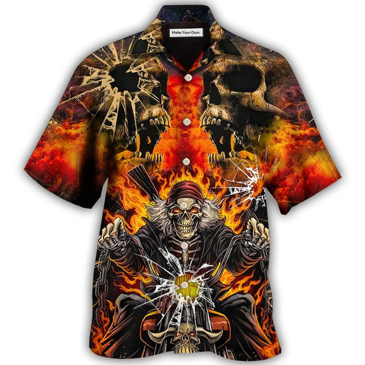 Skull Biker Style - Hawaiian Shirt - Reefox