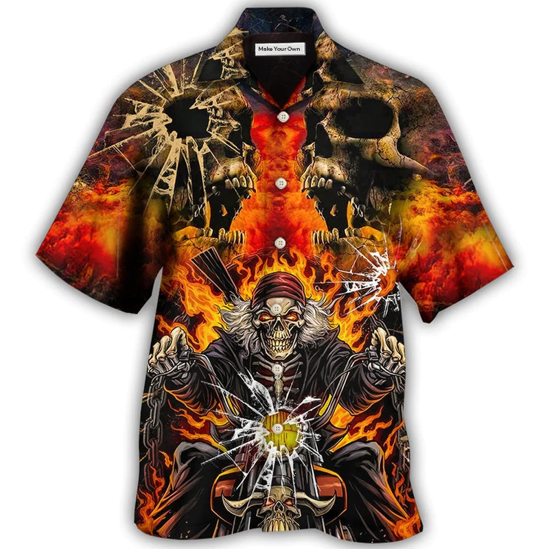 Skull Biker Style - Hawaiian Shirt - Reefox