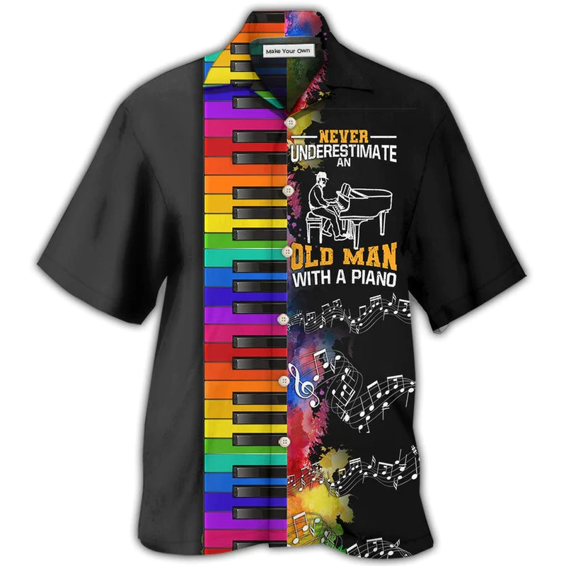Hawaiian Shirt / Adults / S Piano Never Underestmate An Old Man With A Piano - Hawaiian Shirt - Reefox