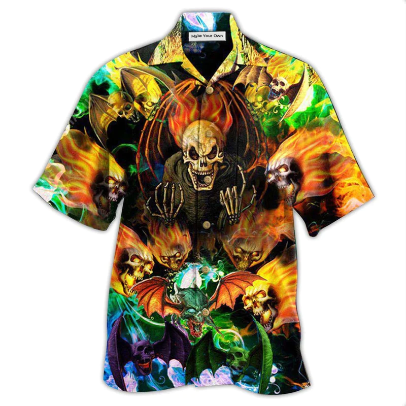 Hawaiian Shirt / Adults / S Skull With Bat Wings - Hawaiian Shirt - Reefox