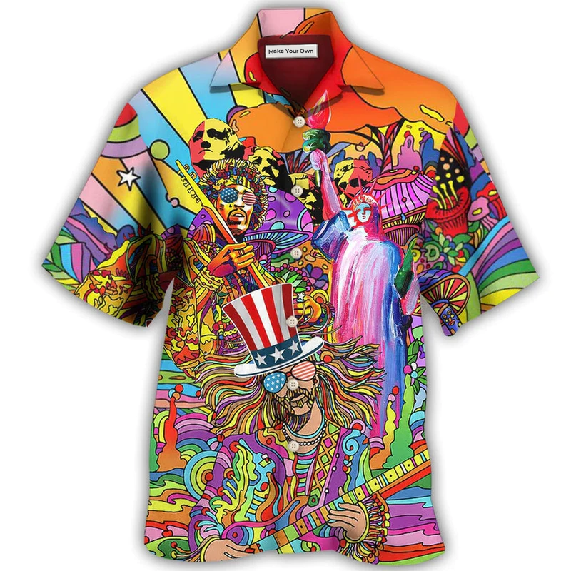 Hawaiian Shirt / Adults / S Hippie Independence Day America Cool - Hawaiian Shirt - Reefox
