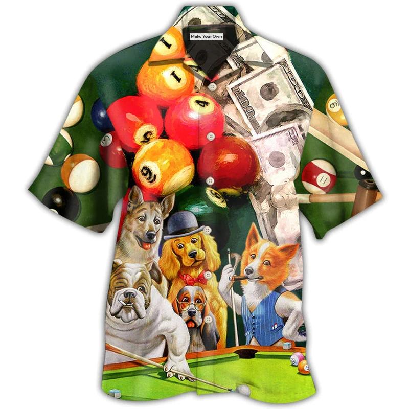 Hawaiian Shirt / Adults / S Billiard Funny Dog Many Money - Hawaiian Shirt - Reefox