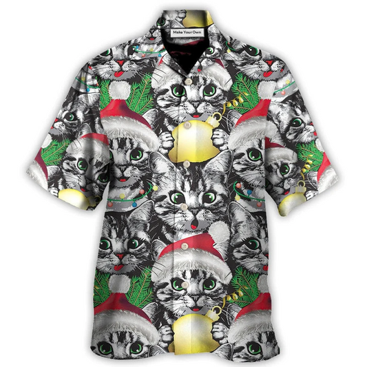Meowy Christmas Xmas Cat Lover - Hawaiian Shirt - Reefox