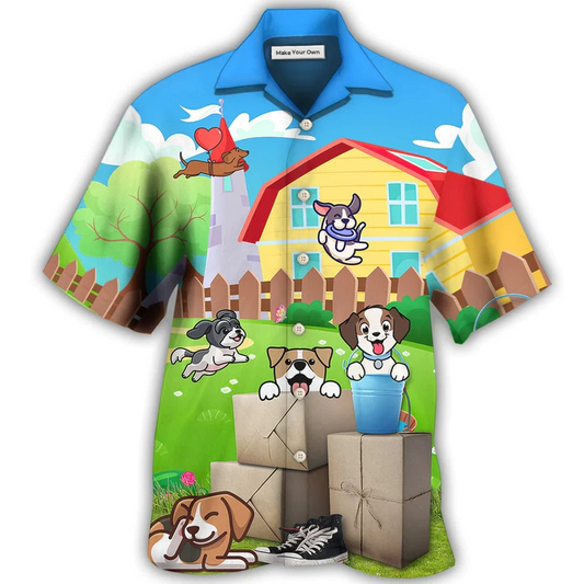 Hawaiian Shirt / Adults / S Cartoon Funny Dog - Hawaiian Shirt - Reefox