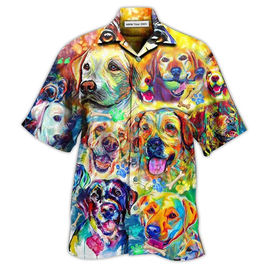 Hawaiian Shirt / Adults / S Labrador Retriever Love Is Wet Noses Slobbery Kisses Wagging Tails Colorful - Hawaiian Shirt - Reefox