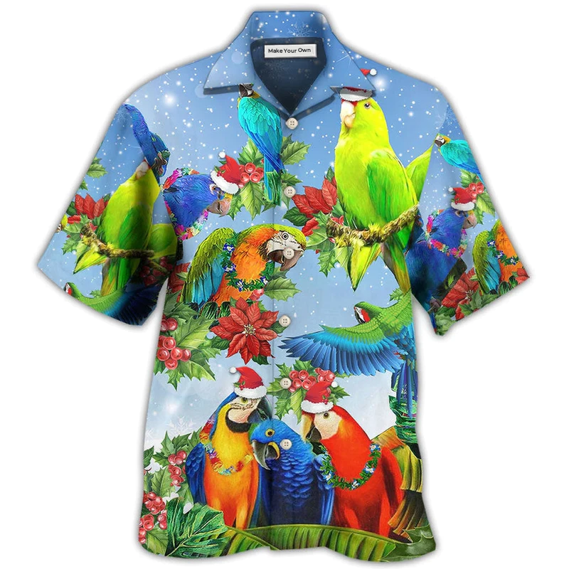 Hawaiian Shirt / Adults / S Parrot Couple Merry Christmas - Hawaiian Shirt - Reefox
