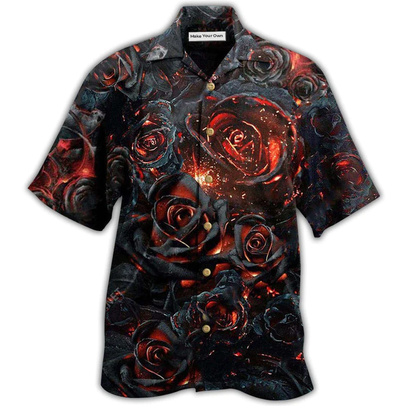 Hawaiian Shirt / Adults / S Rose Flowers Life Is Like Burning Rose - Hawaiian Shirt - Reefox