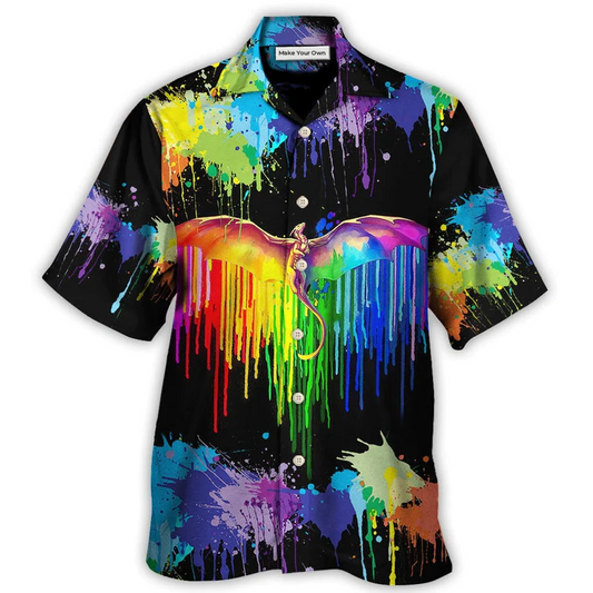 Hawaiian Shirt / Adults / S LGBT Pride Dragon The Color Of Happiness - Hawaiian Shirt - Reefox