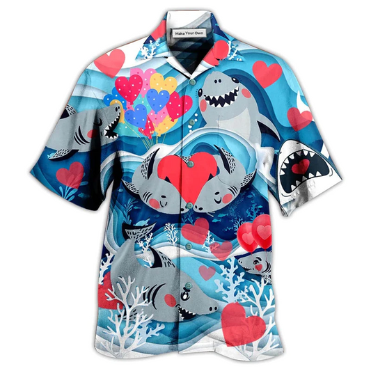 Hawaiian Shirt / Adults / S Shark Couple Love Style - Hawaiian Shirt - Reefox