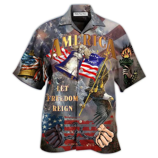 Hawaiian Shirt / Adults / S America Let Freedom Reign - Hawaiian Shirt - Reefox