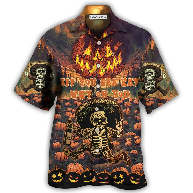 Hawaiian Shirt / Adults / S Halloween Eff You See Kay Why Oh You In Fire - Hawaiian Shirt - Reefox