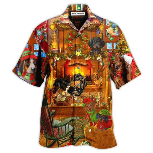 Hawaiian Shirt / Adults / S Dachshund Dogs Love Home Love Christmas - Hawaiian Shirt - Reefox