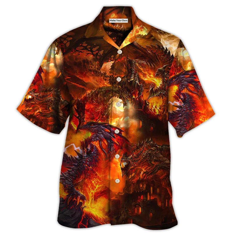 Hawaiian Shirt / Adults / S Dragon Red Style - Hawaiian Shirt - Reefox