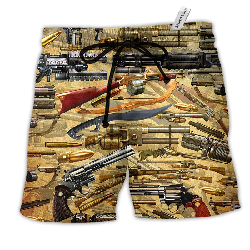 Beach Short / Adults / S Gun It's About How To How To Hold It - Beach Short Reefox - Owls Matrix LTD