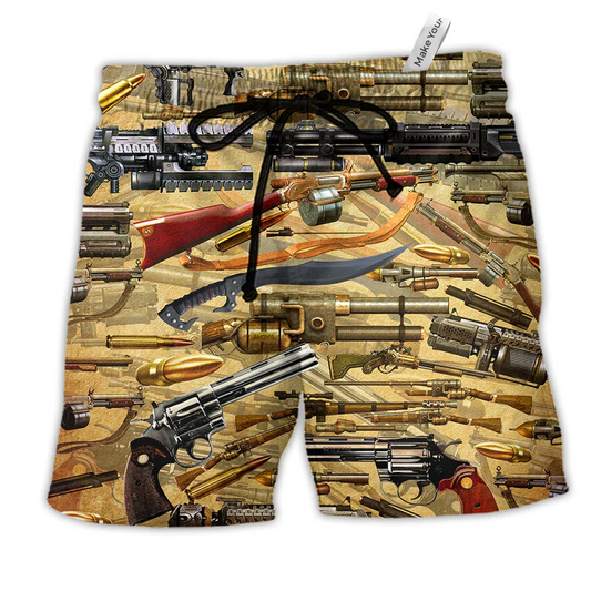 Beach Short / Adults / S Gun It's About How To How To Hold It - Beach Short Reefox - Owls Matrix LTD
