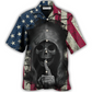 Hawaiian Shirt / Adults / S Skull Dark American Flag Vintage - Hawaiian Shirt - Reefox