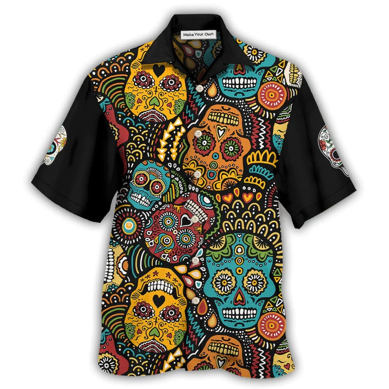 Hawaiian Shirt / Adults / S Sugar Skull Amazing Black Style - Hawaiian Shirt - Reefox