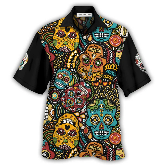 Hawaiian Shirt / Adults / S Sugar Skull Amazing Black Style - Hawaiian Shirt - Reefox