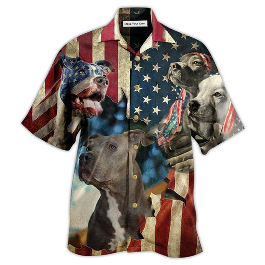 Hawaiian Shirt / Adults / S Pitbull Dogs Protected By American - Hawaiian Shirt - Reefox