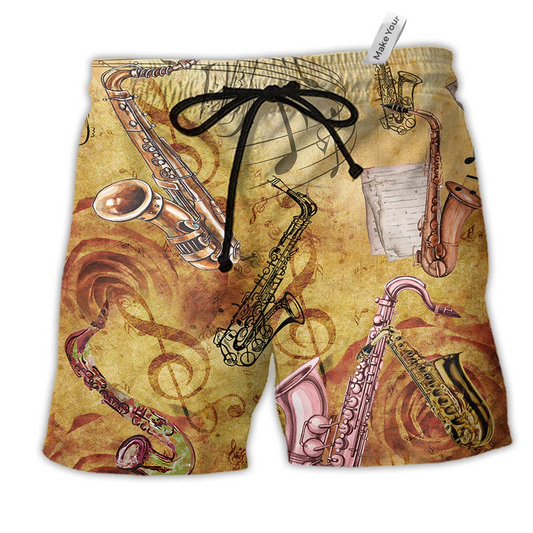 Beach Short / Adults / S Saxophone Music Love It - Beach Short Reefox - Owls Matrix LTD