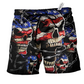 Beach Short / Adults / S America Skull Love America Forever - Beach Short Reefox - Owls Matrix LTD